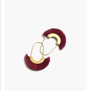 COPY - Madewell Arcwire Fringe Earrings - Bright Garnet